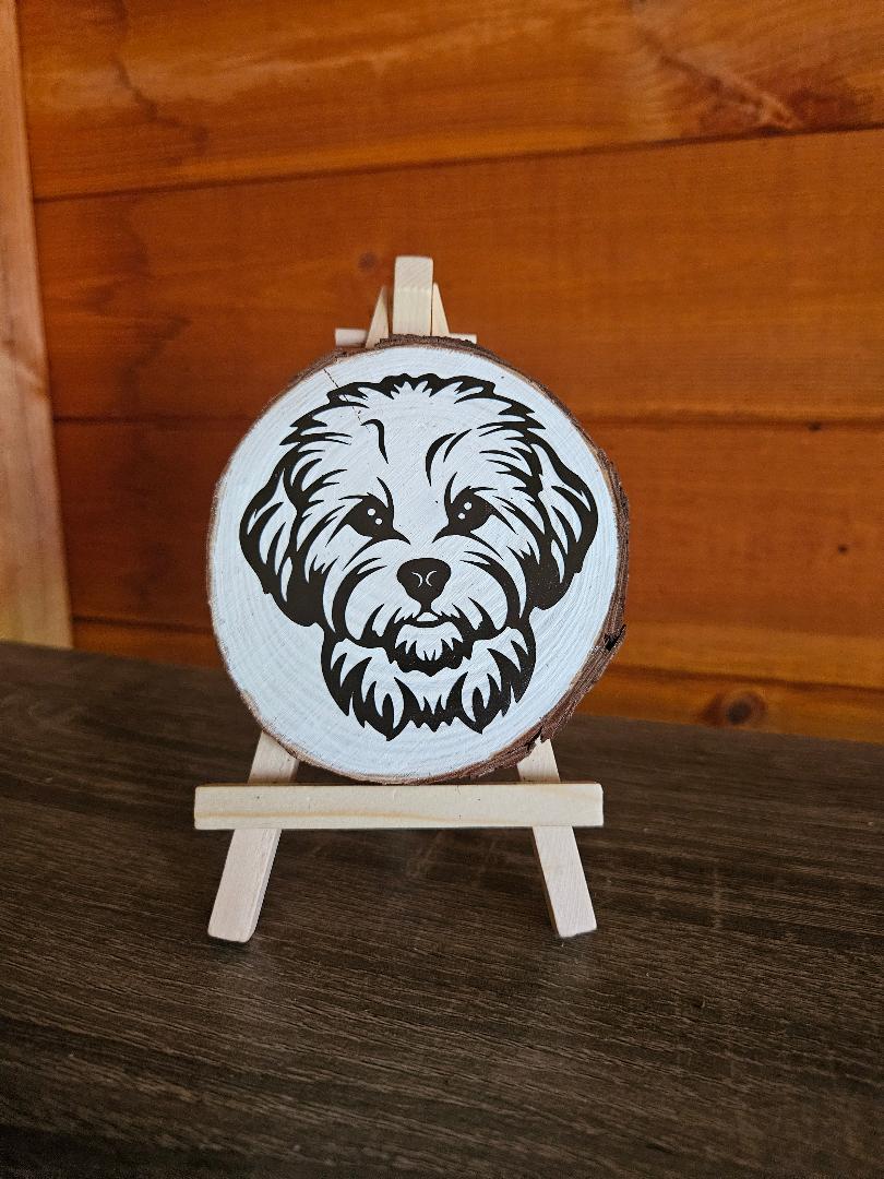 Cockerpoo Decorative Log Slice on an Easel Cockerpoo Decorative Log Slice on an Easel