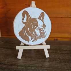 French Bulldog Decorative Log Slice on an Easel