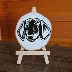 Dachshund Log Slice on an Easel