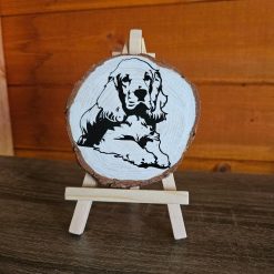 Cocker Spaniel Log Slice on an Easel
