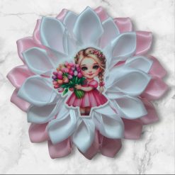 Hairbows " Little girl  with bouquet of tulips" (1 hairbow)