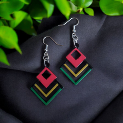 Geometric Rasta-Style Earrings