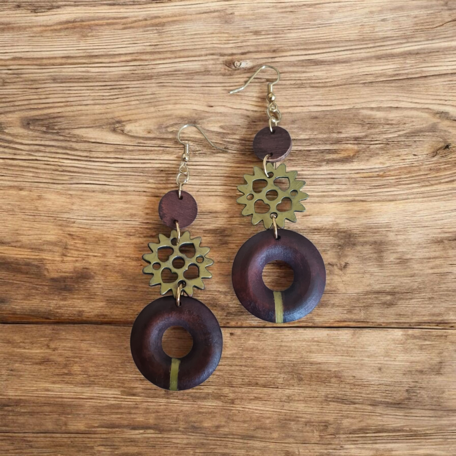 Walnut Wood Drop Dangle Earrings Walnut Wood Drop Dangle Earrings
