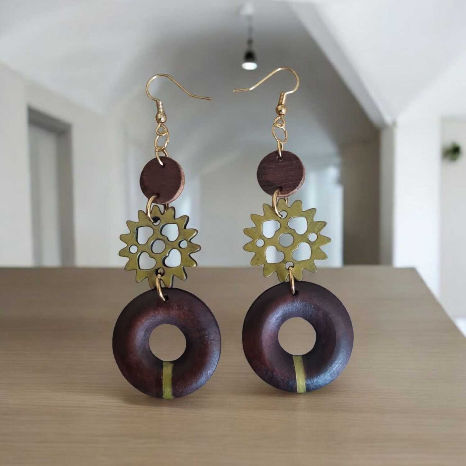 Walnut Wood Drop Dangle Earrings Walnut Wood Drop Dangle Earrings