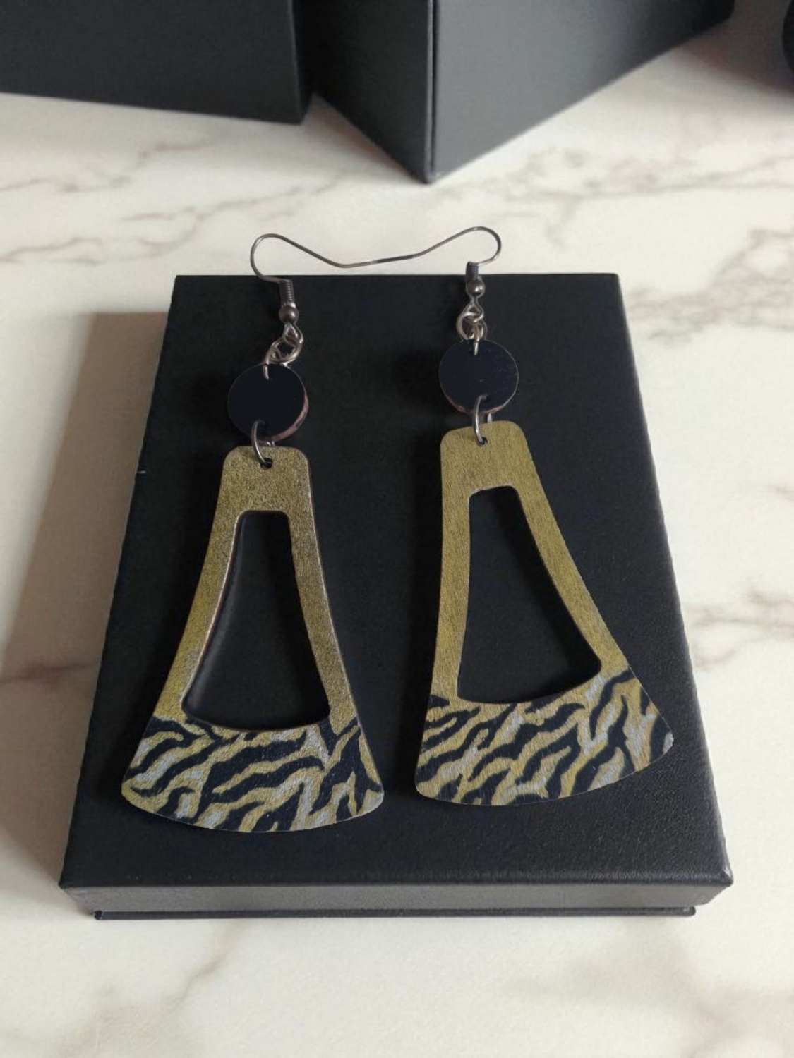 Tiger Stripe Earrings Gold Tiger Stripe Earrings Gold