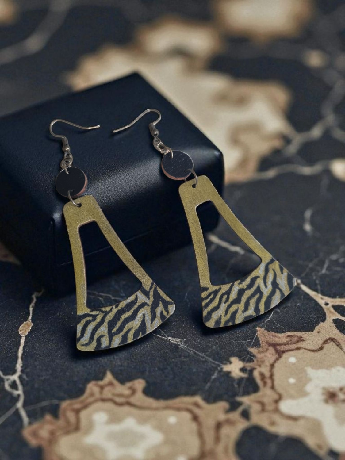 Tiger Stripe Earrings Gold Tiger Stripe Earrings Gold