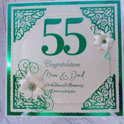 Luxury Handmade Card - Congratulations Mum & Dad, it’s the Emerald Anniversary of your wedding day