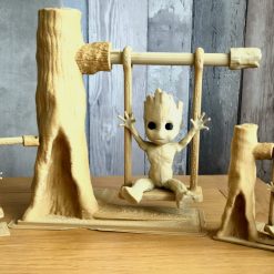 Groot on a swing