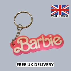 Barbie Keyring 3D printed Keychain Pink/White Barbie Doll Logo Bag Tag Gift
