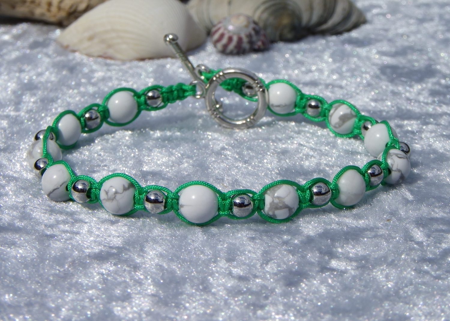 Howlite Square Knot Macramé Bracelet Howlite Square Knot Macramé Bracelet