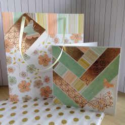Any Occasion Card Female and Fold Flat Gift Bag - Peach and  Gold