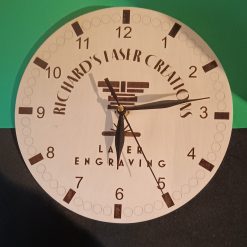 Laser engraved clock face