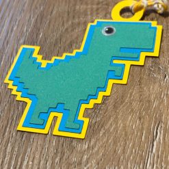 Handmade Pixel Dinosaur Gift Tag Set – Retro Gaming Style with Googly Eyes