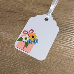 Handmade Birthday Card with Gift Tag – Floral Present Design 2