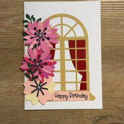 Handmade Floral Birthday Card with Matching Gift Tag – Window & Flowers Design 1 Handmade Floral Birthday Card with Matching Gift Tag – Window & Flowers Design 1
