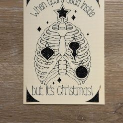Handmade Alternative Christmas Card – Gothic Skeleton Design