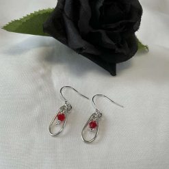 Oval Sterling Silver Hoop Crystal Earrings