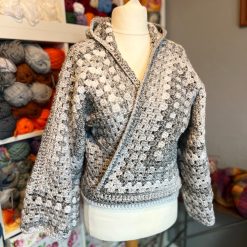 Hexagon Ballet Wrap Cardigan with Hood - Grey