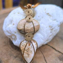 Wire wrapped pendant - double Picture Jasper