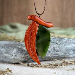 Leaf of padauk with jade