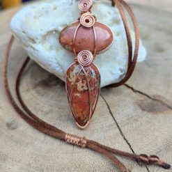Wire wrapped pendant - Double Asteroid Jasper