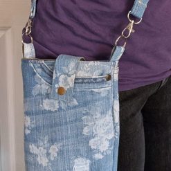 Floral pattern denim cross body handbag 1 Floral pattern denim cross body handbag 1