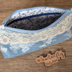 Denim floral patterned cosmetic bag 1 Denim floral patterned cosmetic bag 1