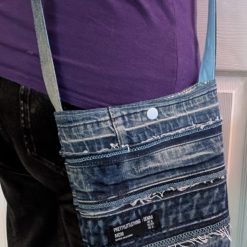 Denim upcycled jean cross body bag 1 Denim upcycled jean cross body bag 1