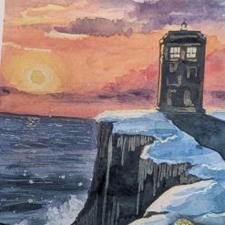 TARDIS watercolour miniature 4