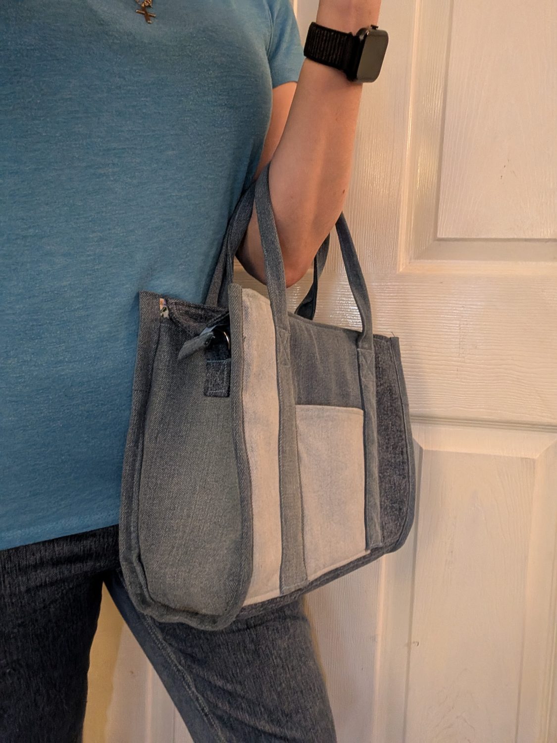 Denim multi-pocket hand bag Denim multi-pocket hand bag