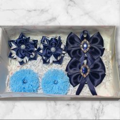 Gift box with hairbows collection in  navy blue color! (6 in 1)