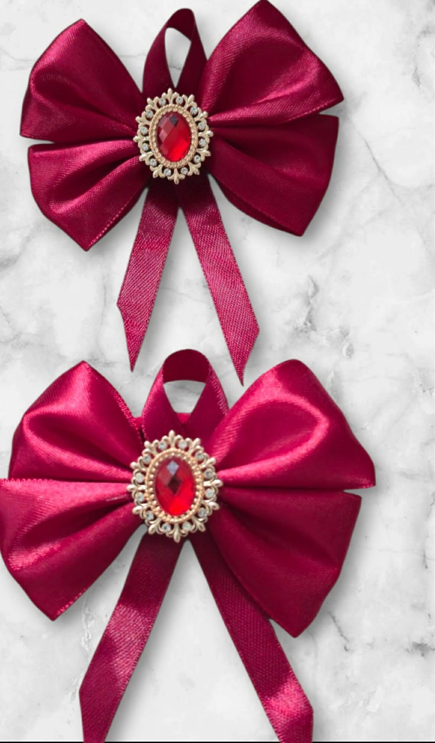 Gift box with hairbows collection in red colors. Gift box with hairbows collection in red colors.