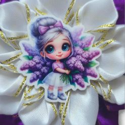Hairbows " Girl with purple lilacs"( 1 hairbow) 4