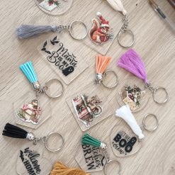 Keyrings with tassel with acrylic shapes