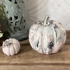 Pumpkin Pair, Ceramic & Clay Painted Autumn Decor