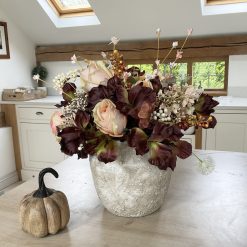 Vintage Planter with Faux Florals, Centrepiece