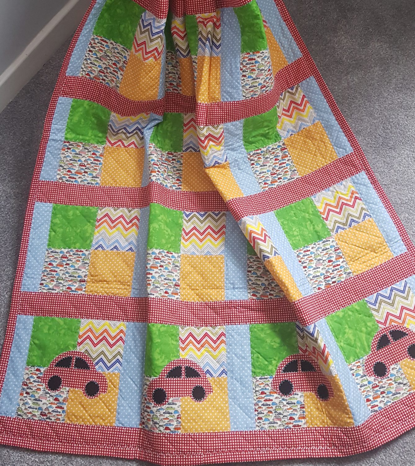 Cot/cot bed quilted topper cars Cot/cot bed quilted topper cars