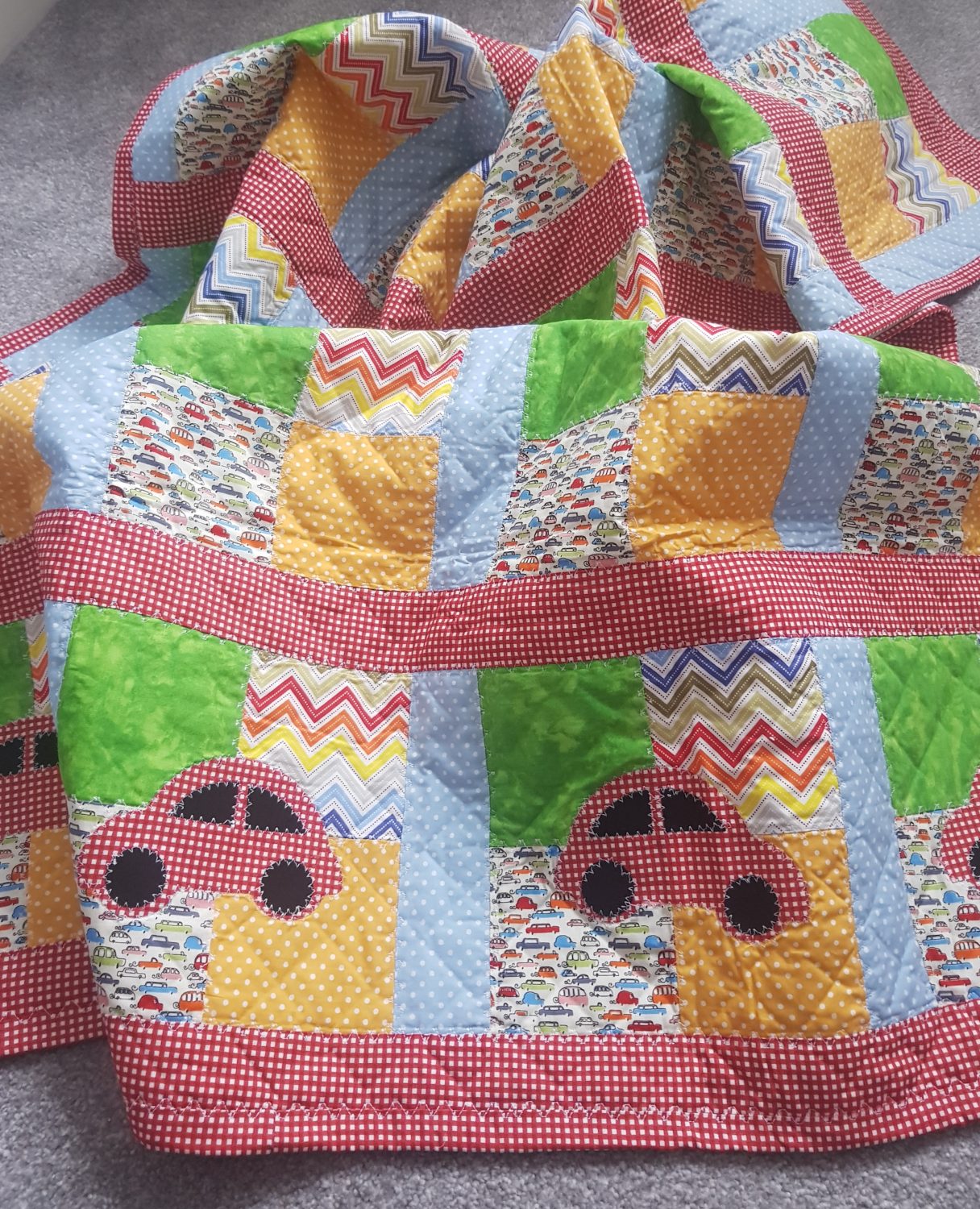 Cot/cot bed quilted topper cars Cot/cot bed quilted topper cars