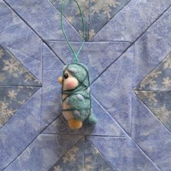 Needle Felted Ornament - Penguinli Tangled In Lights 1 Needle Felted Ornament - Penguinli Tangled In Lights 1