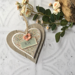Wooden Heart Hanger, Decoupaged Plaque 1