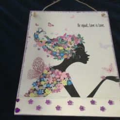 Girly hanging plaque, 🏳️‍🌈 lgbt be equal, pink purple