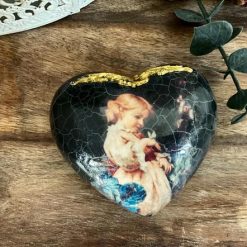Decoupaged Vintage Style Heart Ornament, Paperweight