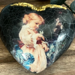 Decoupaged Vintage Style Heart Ornament, Paperweight 3 Decoupaged Vintage Style Heart Ornament, Paperweight 3