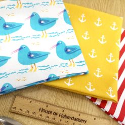 Fat Quarter Fabric Bundle - Seagulls & Anchors Seaside Beach Mix - 3 Piece Bundle - Quality Cotton Craft Fabric Material 3