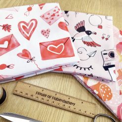 Fat Quarter Fabric Bundle - Love Hearts Pink & Red Valentine's Day Mix - 3 Piece Bundle - Quality Cotton Craft Fabric Material 2