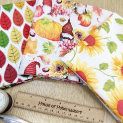 Fat Quarter Fabric Bundle - Autumn Fabric Gonks Sunflowers & Leaves Mix - 3 Piece Bundle - Quality Cotton Craft Fabric Material