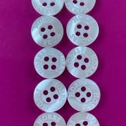 10 x New HOBBS White Peal Effect Buttons. 11mm.