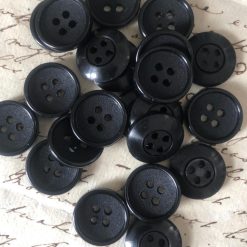 10 x New Vintage Black Buttons. 16mm