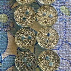10 x New Vintage Clear Silver Glitter Buttons. 11mm.