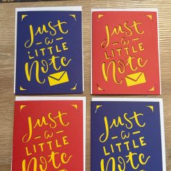 Just a Little Note Greeting Cards – Set of 4, Red and Navy Designs